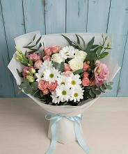 Букет цветов из:  Розы, Лизиантусы и Хризантемы в Аристово