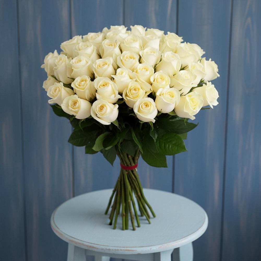 Букет 51 Белая роза Эдлесс Лав в Аристово