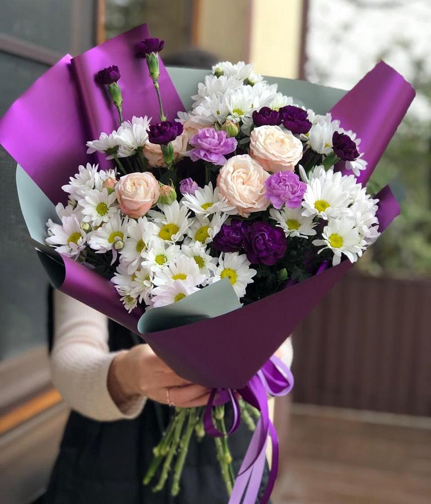 Букет цветов из: Хризантемы, Гвоздики и Розы в Аристово