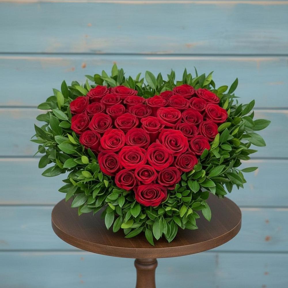 Цветочная композиция из Розы в виде сердца в Аристово