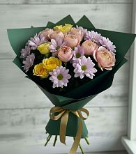 Букет цветов из:  Хризантемы и Розы в Аристово