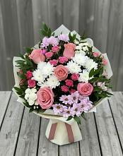 Букет цветов из:  Альстромерии, Гвоздики, Розы и Хризантемы в Аристово
