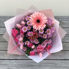 Букет цветов из:  Розы, Герберы и Хризантемы в Аристово