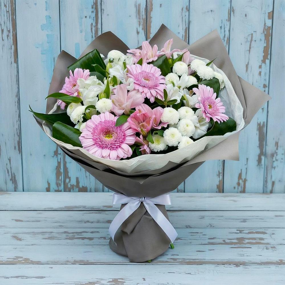 Букет цветов из: Герберы, Альстромерии и Хризантемы в Аристово