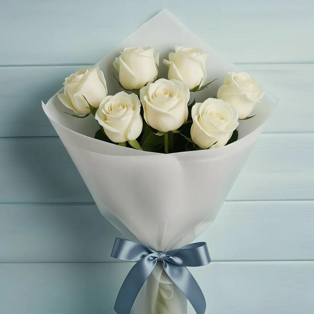 Букет 7 Белых роз Эдлесс Лав в Аристово